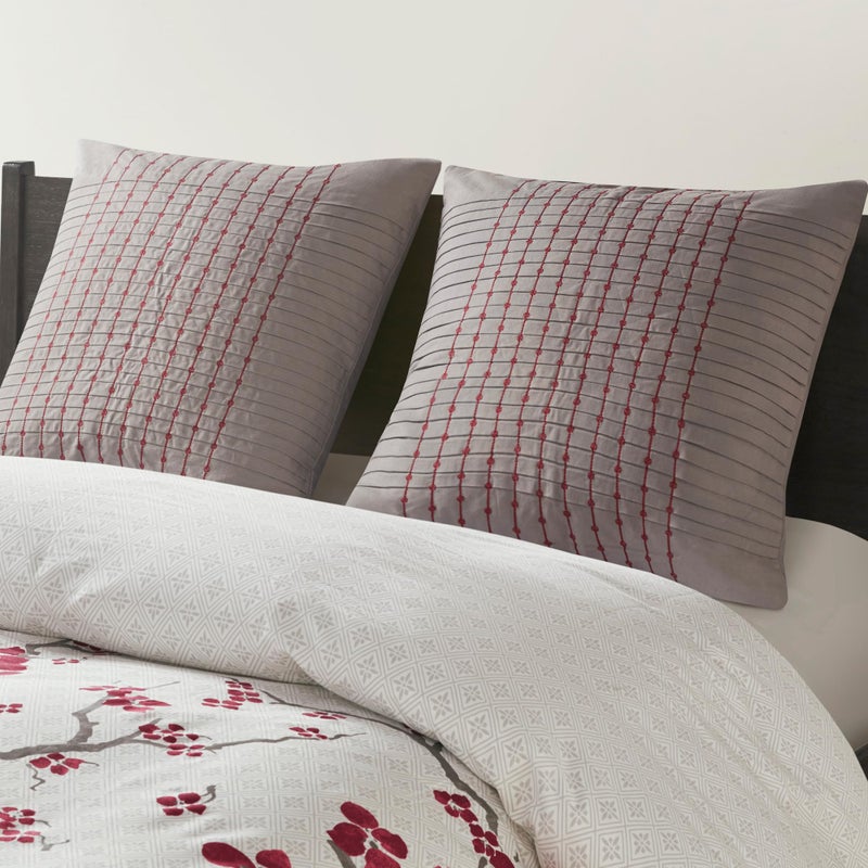 N Natori Pillow Euro Sham  26""x26""  Embroidery Grey - Image 1